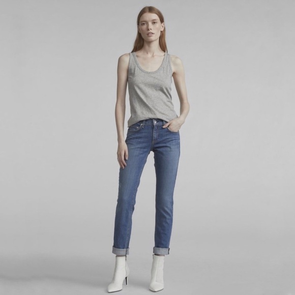 rag and bone Dre Low-Rise Boyfriend El Relaxed Fit Mid Indigo Jean Size 6/28 - Picture 1 of 8